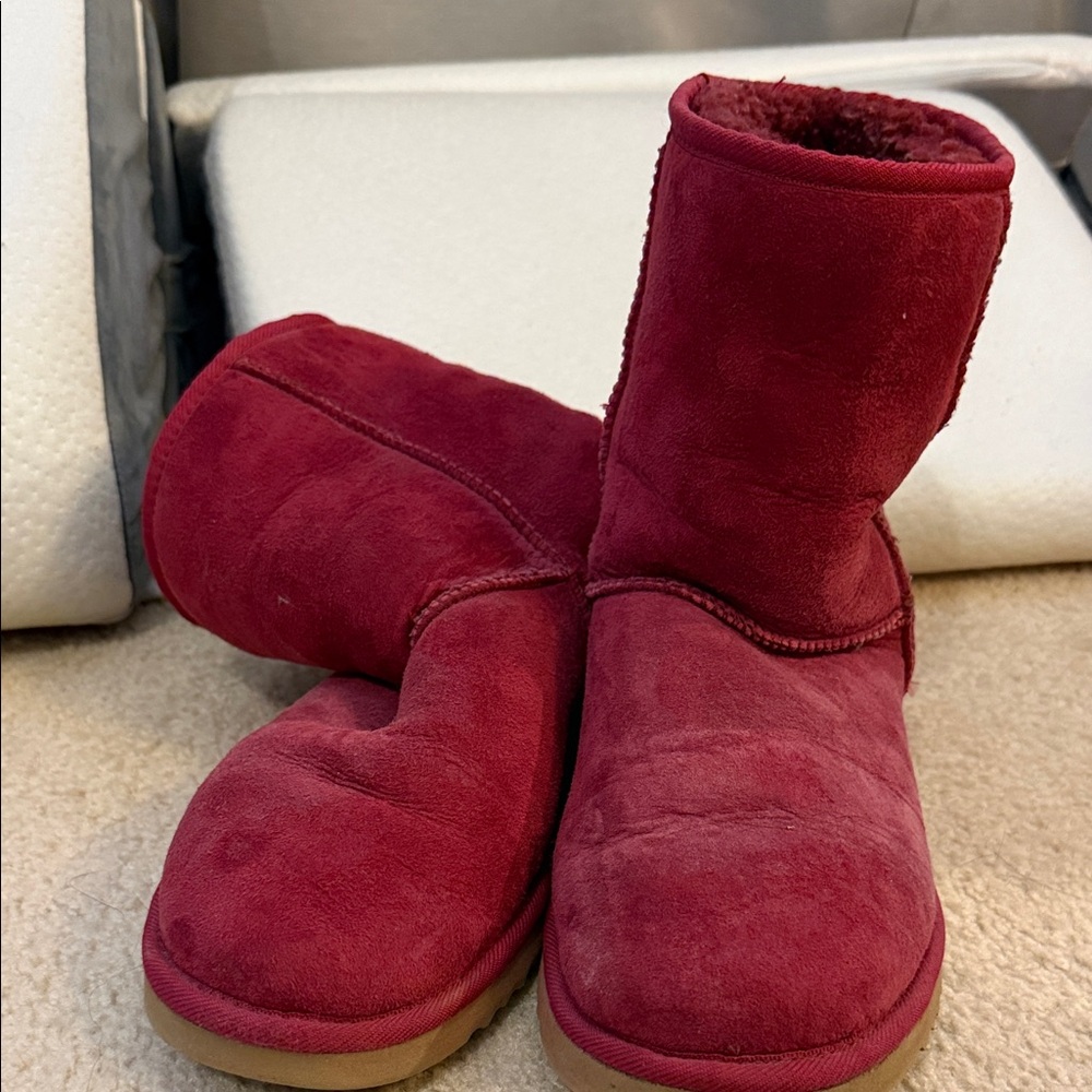UGG Short Suede Boots - Deep Red